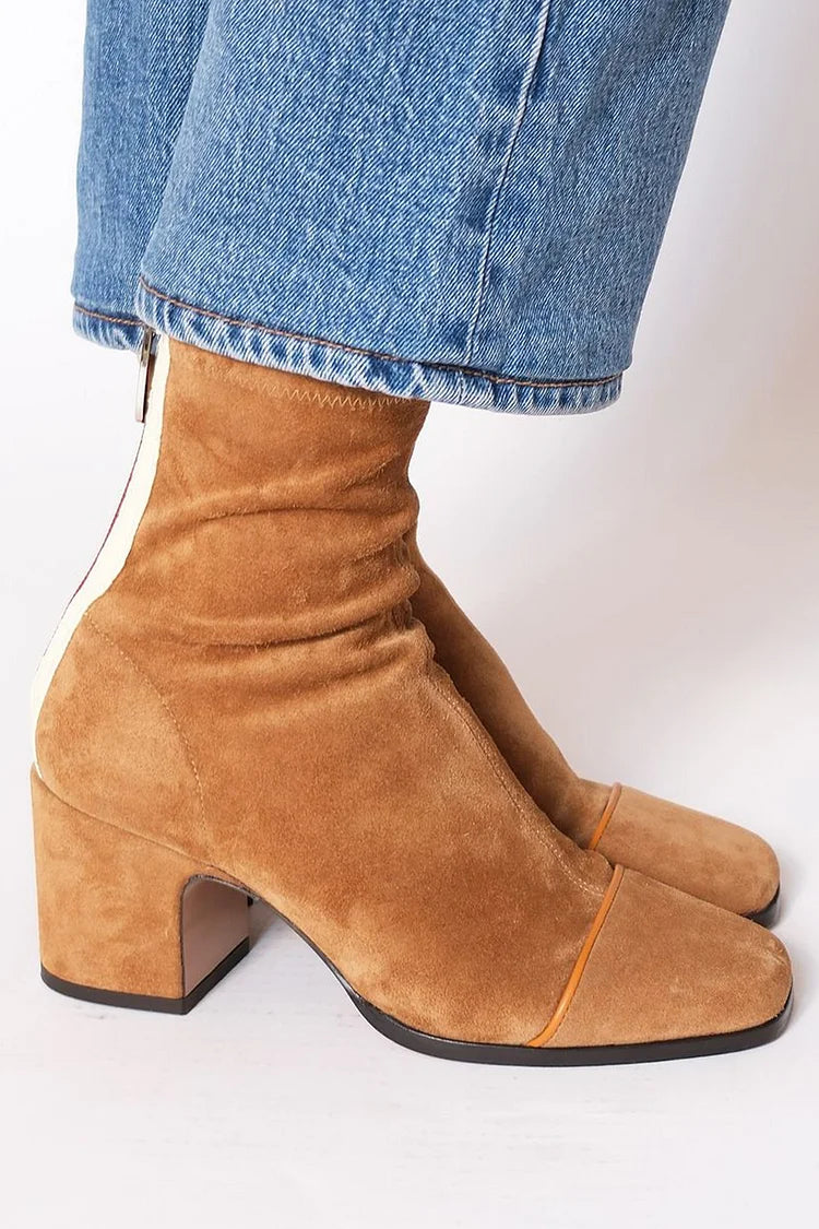 Sophia | Suede Zip-Up Ankle Boots