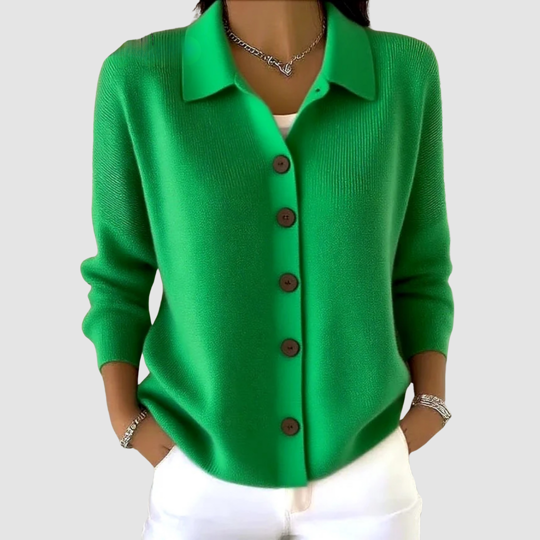 Emeline | Women's Ribbed Button-Front Knit Shirt
