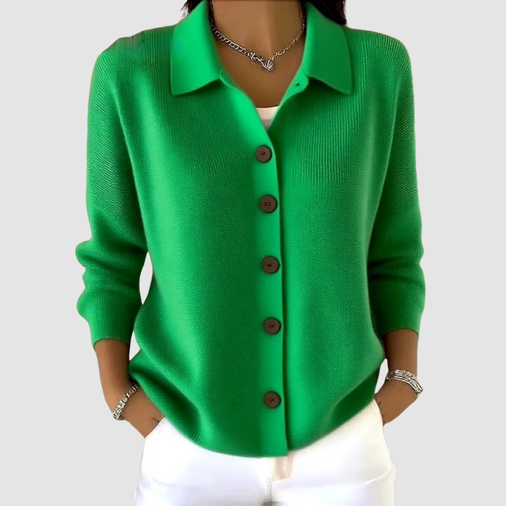 Emeline | Women's Ribbed Button-Front Knit Shirt