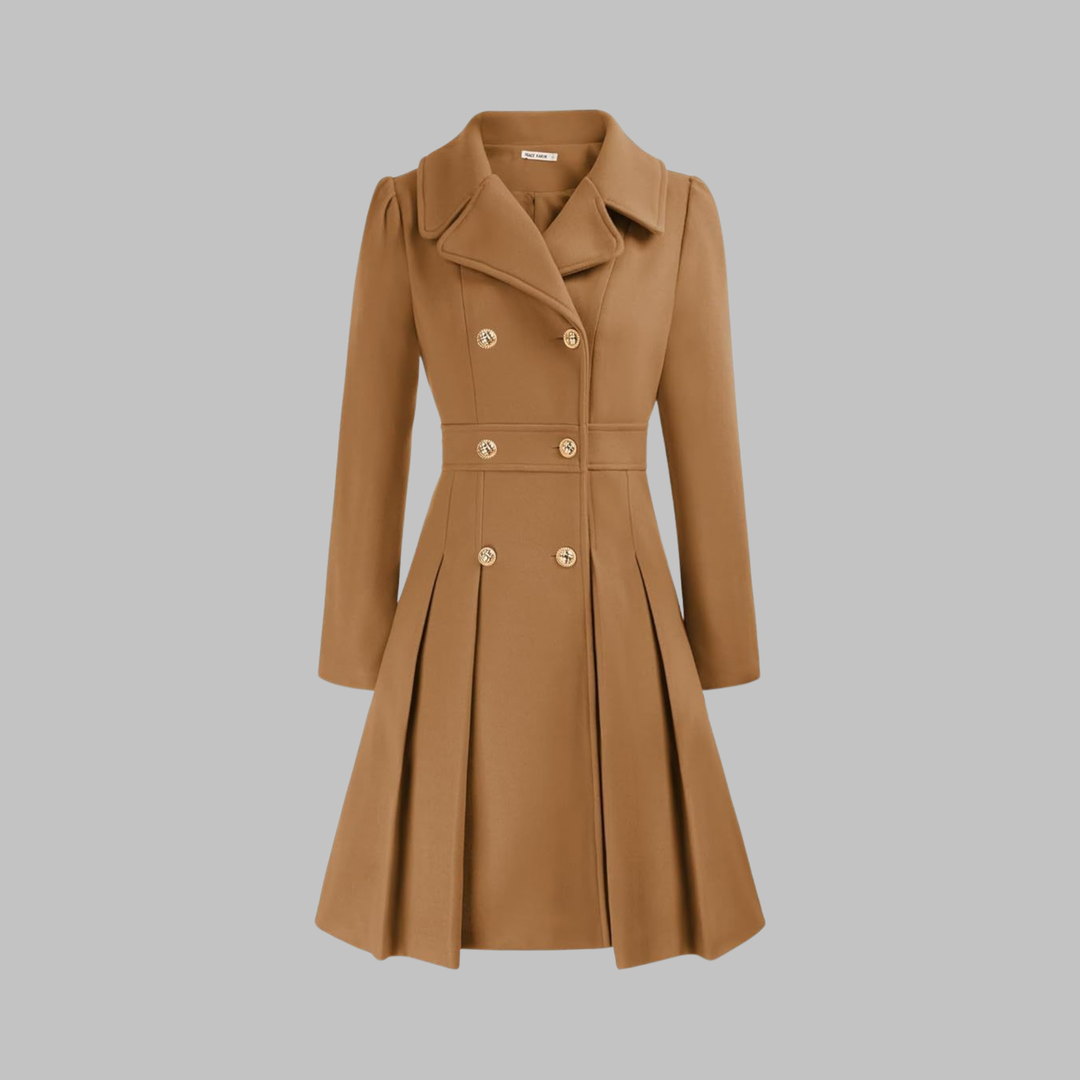 Mathilde | Women's Double-Breasted Fit-and-Flare Coat with Notch Lapel