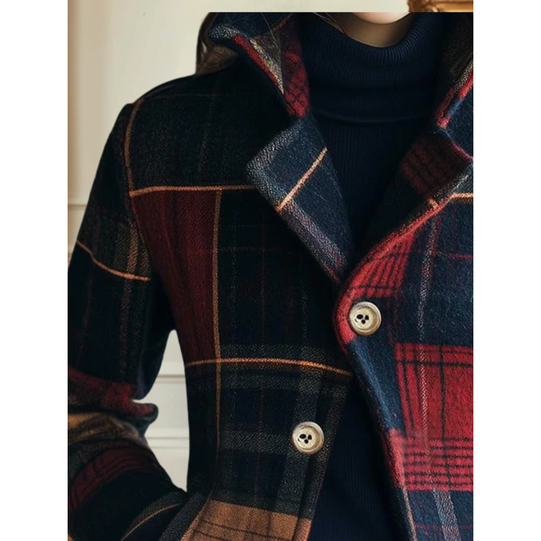 Noelle | Women's Patchwork Check Shirt Jacket with Chest Pockets