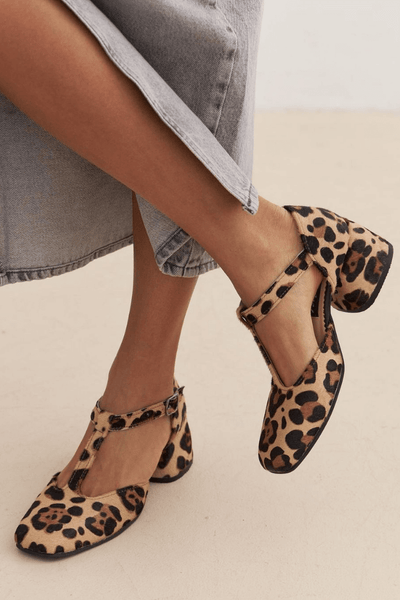 Sophia | Leopard T-Strap Block Heels