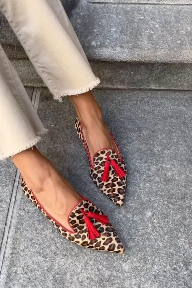 Sophia | Pointed Loafer with Red Tassels