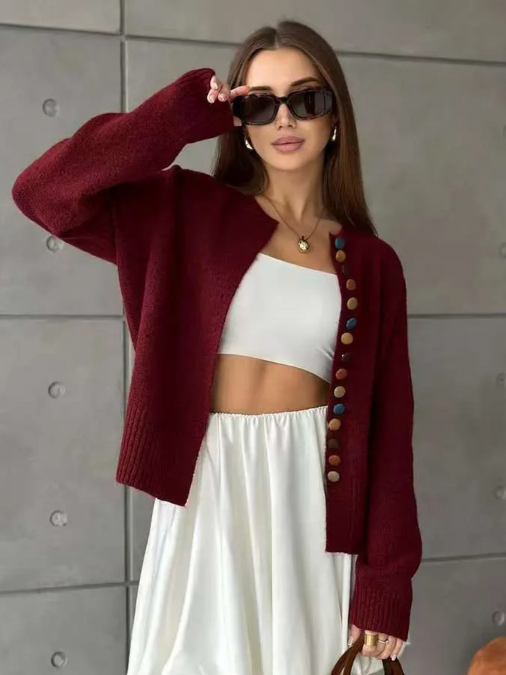 Oceane | Women's Cardigan with Multicoloured Buttons
