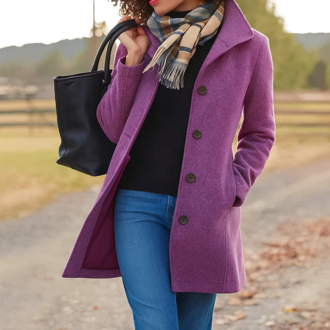 Reine | Women's Knee-Length Coat with Funnel Collar