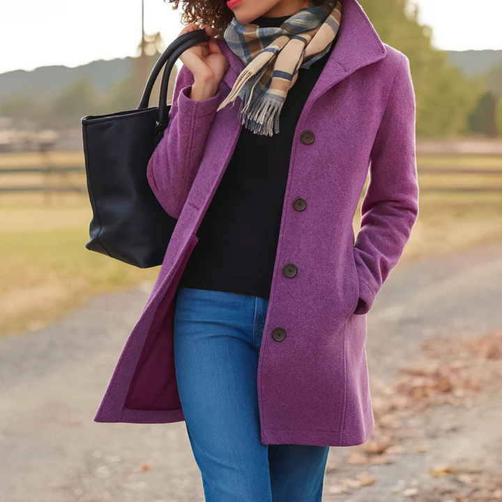 Reine | Women's Knee-Length Coat with Funnel Collar