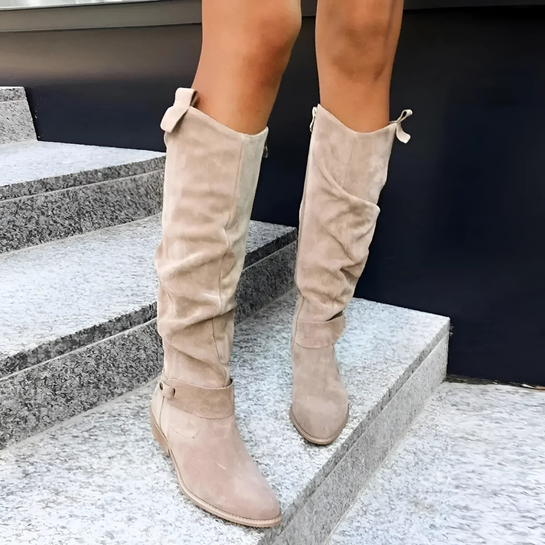 Cassandre | Women's Slouchy Knee Boots with Ankle Buckle