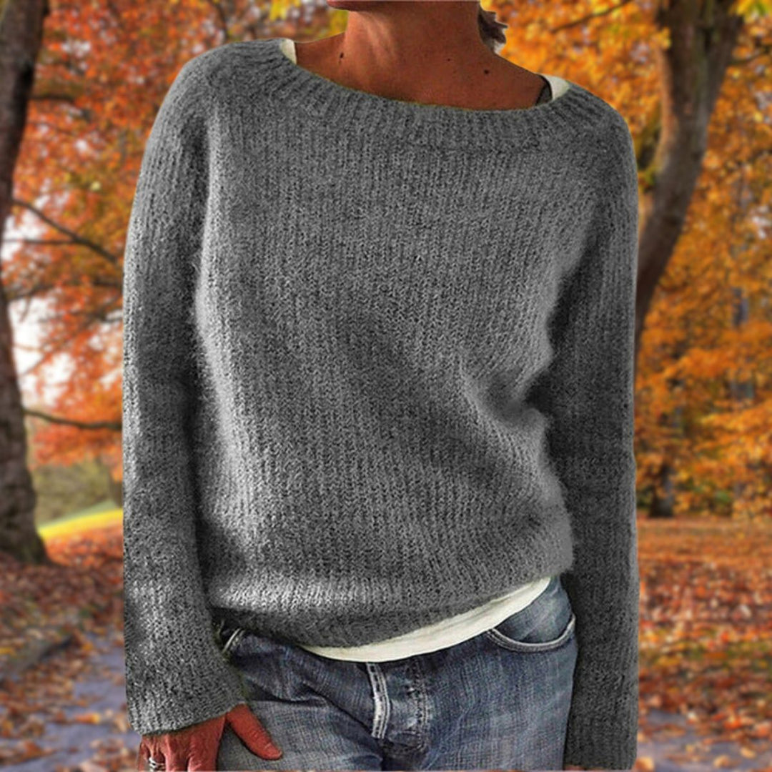 Women's Textured Knit Sweater with Drop Shoulders
