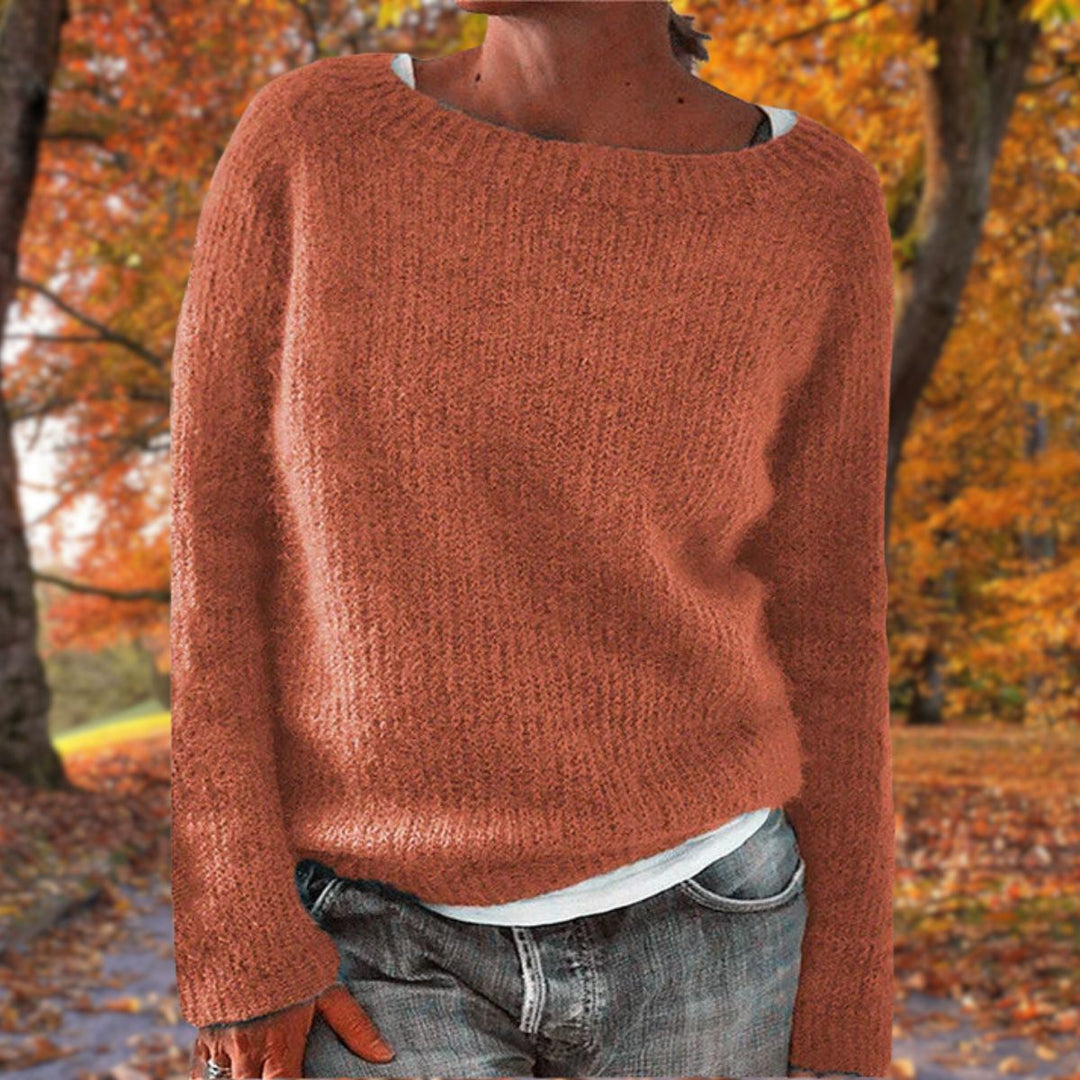 Women's Textured Knit Sweater with Drop Shoulders