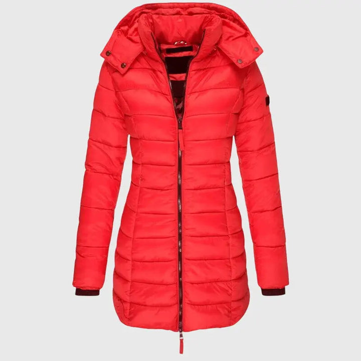 Zelie | Women's Longline Hooded Puffer Coat with Zip Front
