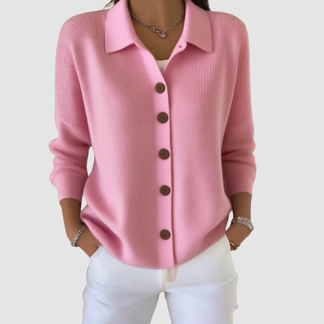 Emeline | Women's Ribbed Button-Front Knit Shirt