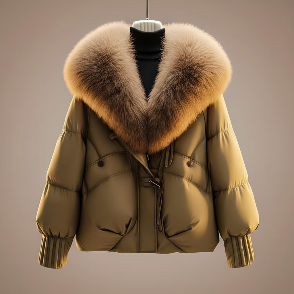 Honorine | Women's Cropped Puffer Jacket with Oversized Statement Collar