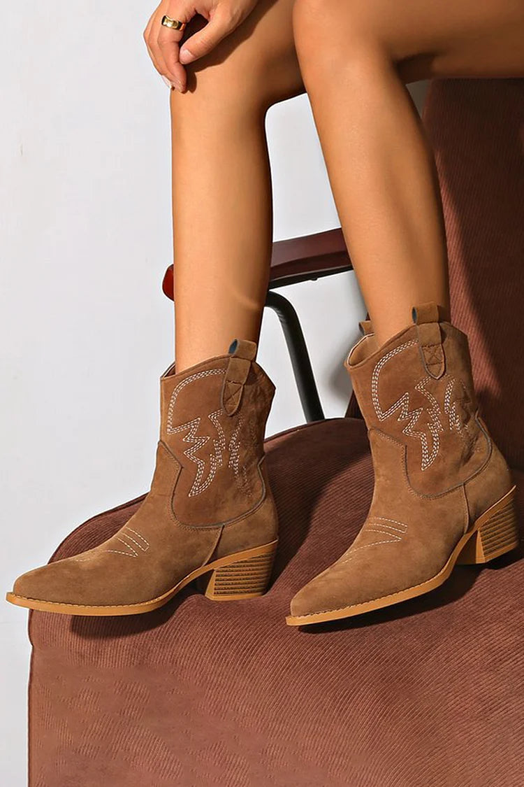 Sophia | Pointed Western Ankle Boot