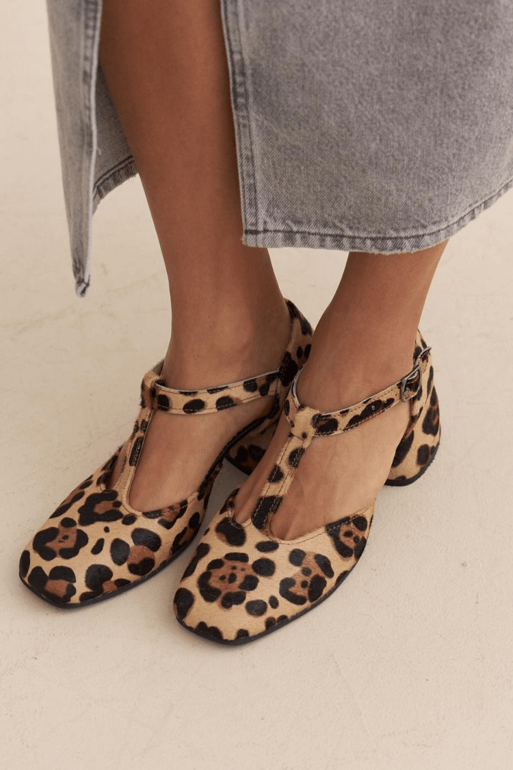 Sophia | Leopard T-Strap Block Heels