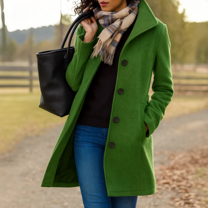 Reine | Women's Knee-Length Coat with Funnel Collar