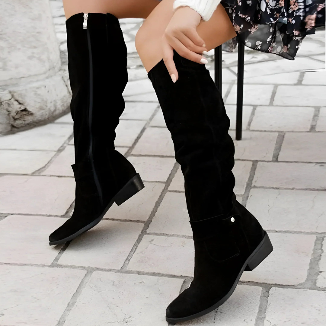Cassandre | Women's Slouchy Knee Boots with Ankle Buckle