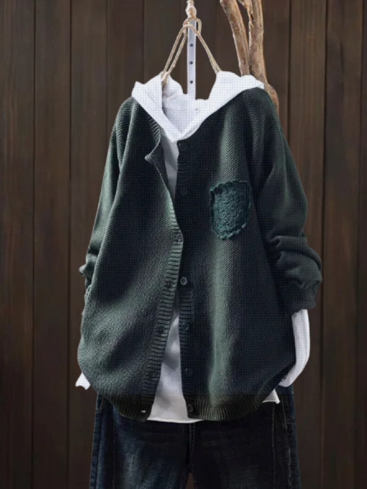 Jeanine | Women's Hooded Knit Cardigan with Chest Pocket