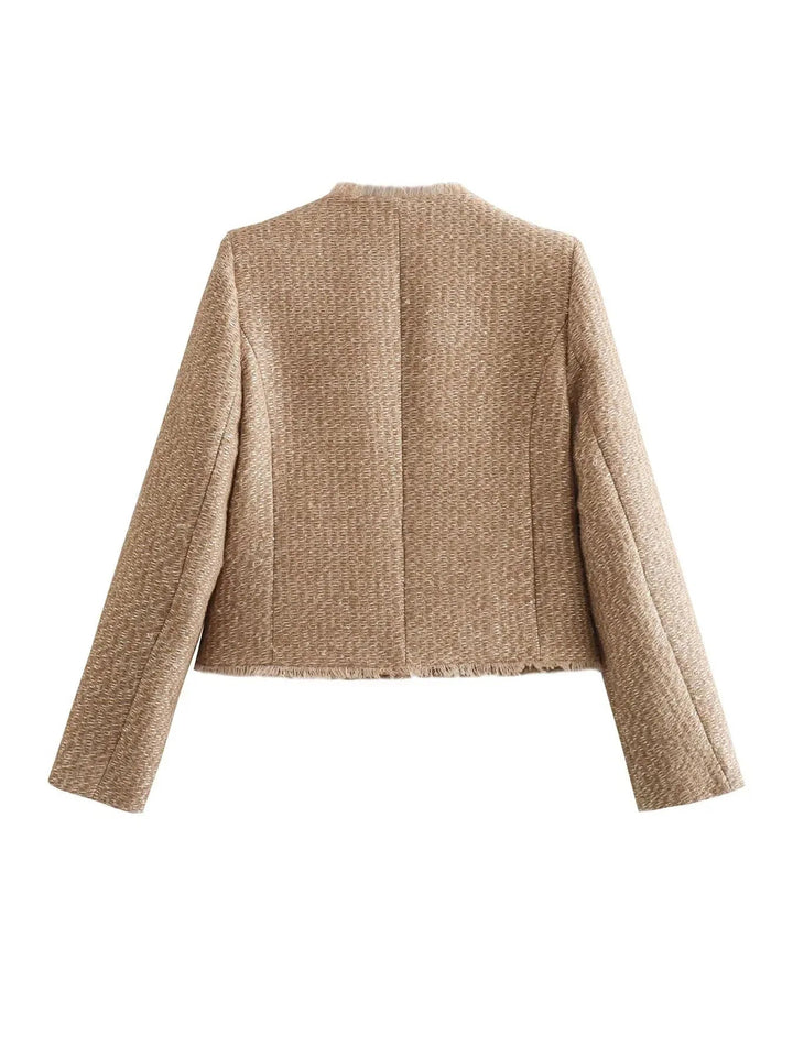 Rosine | Women's Cropped Boxy Blazer with Braided Trim