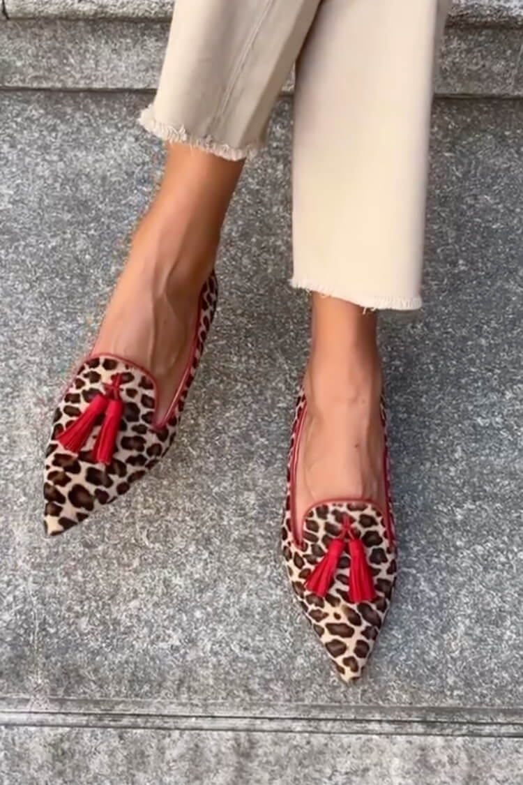 Sophia | Pointed Loafer with Red Tassels