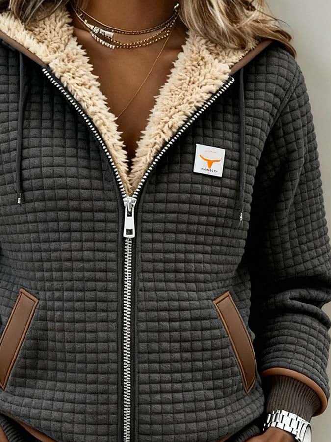 Aline | Women's Quilted Zip Hoodie with Lined Hood