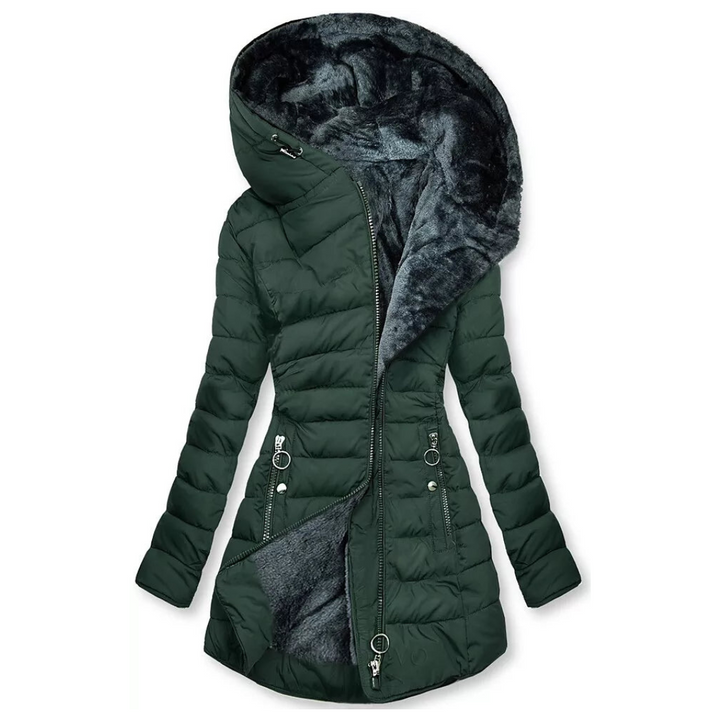 Oriane | Women's Longline Puffer Coat with Trimmed Hood