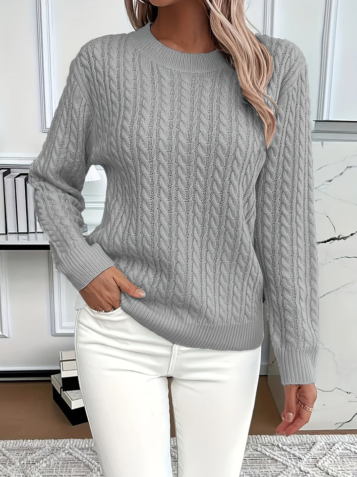 Isaline | Women's Cable Crew Neck Sweater