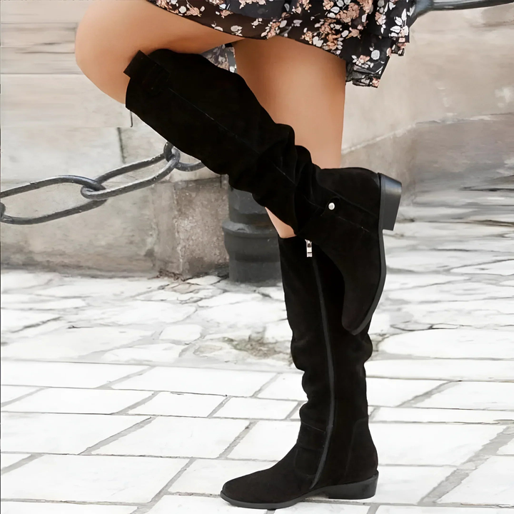 Cassandre | Women's Slouchy Knee Boots with Ankle Buckle