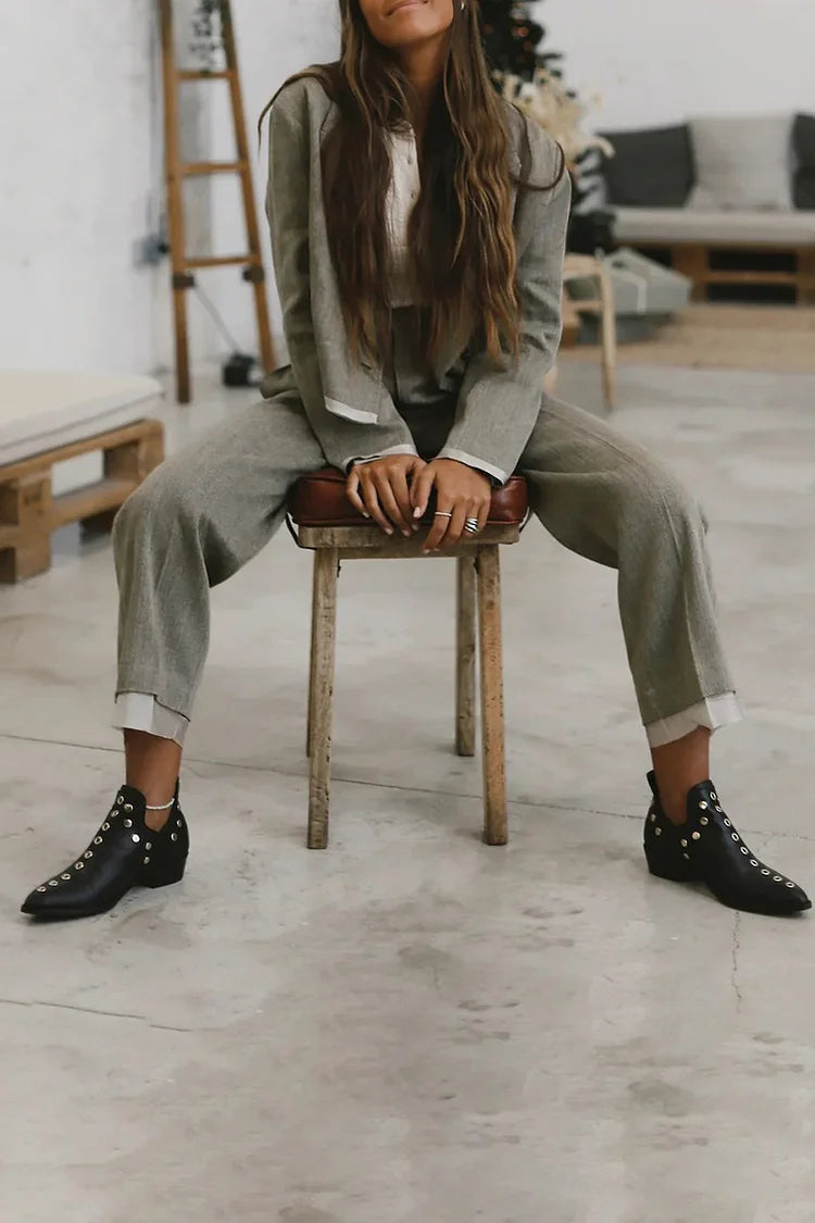 Sophia | Pointed Studded Ankle Boot