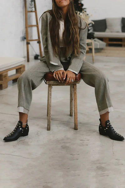 Sophia | Pointed Studded Ankle Boot