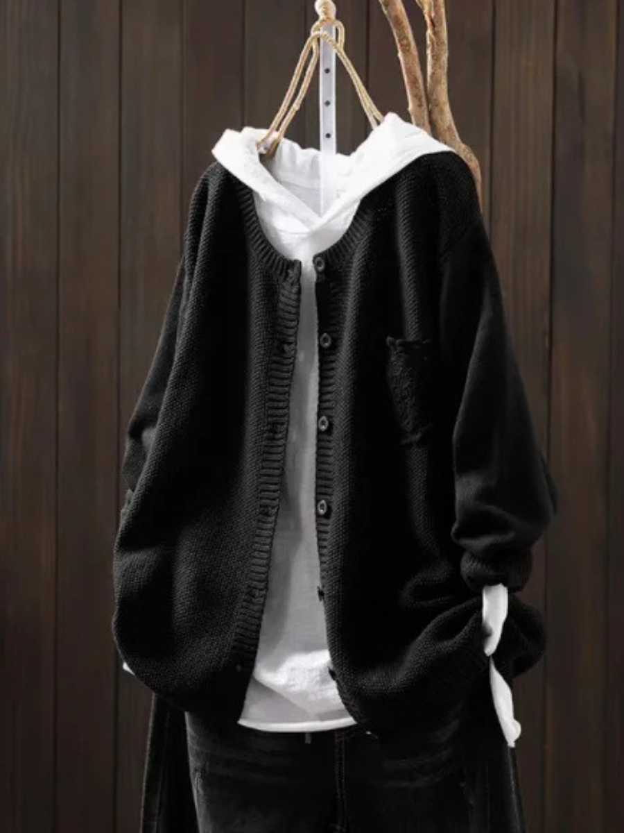 Jeanine | Women's Hooded Knit Cardigan with Chest Pocket