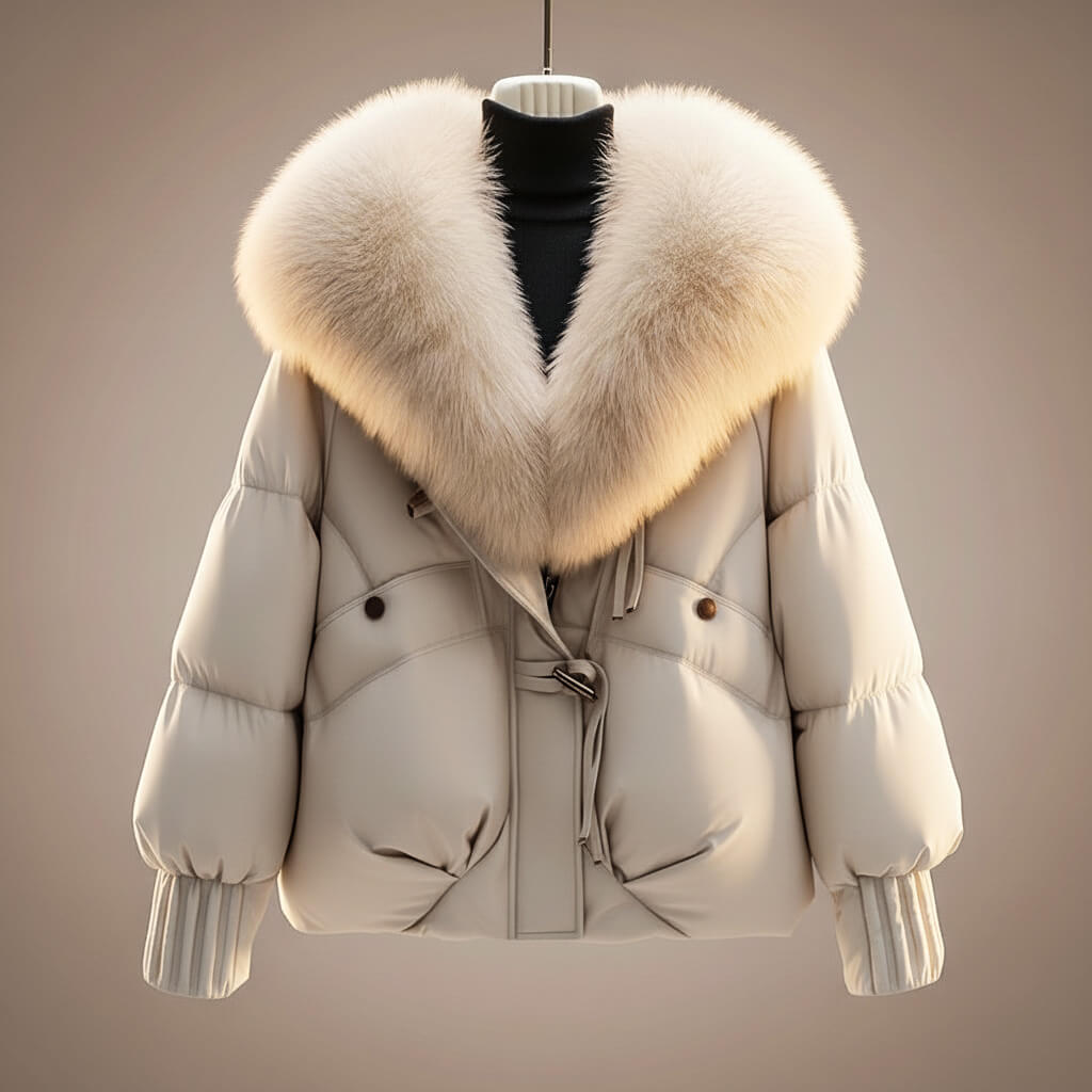 Honorine | Women's Cropped Puffer Jacket with Oversized Statement Collar