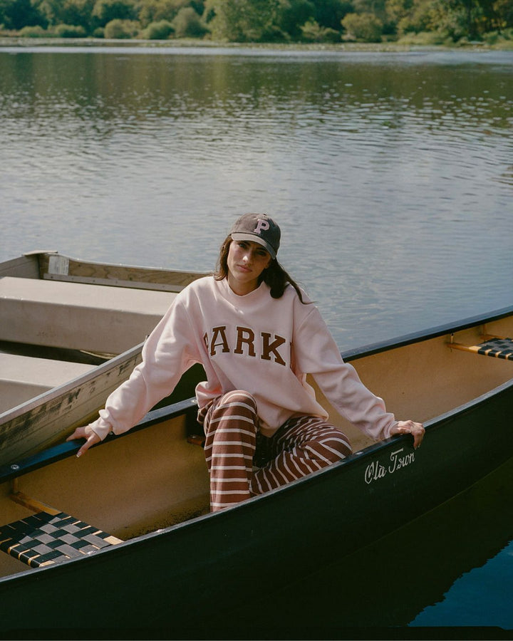 Varsity Mockneck Rose with Mocha Letters
