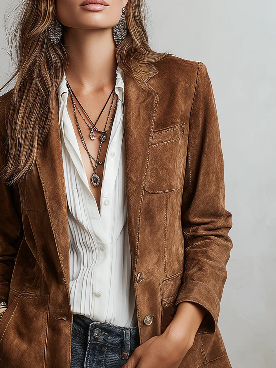 Ghislaine | Women's Button-Down Blazer with Patch Pockets