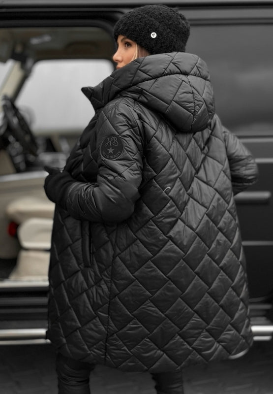Marthe | Women's Longline Diamond-Quilted Hooded Coat
