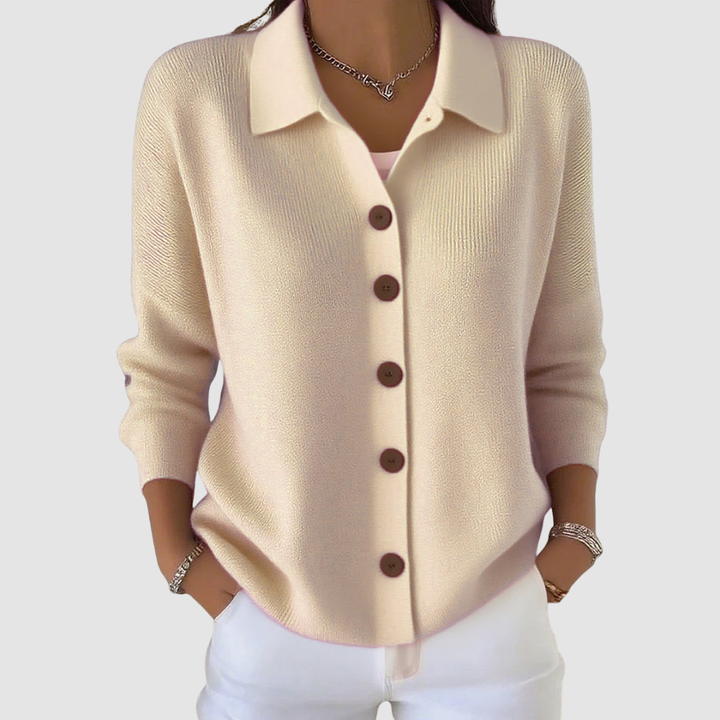 Emeline | Women's Ribbed Button-Front Knit Shirt