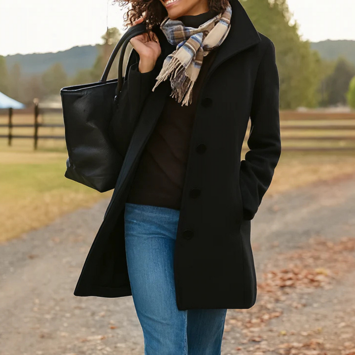 Reine | Women's Knee-Length Coat with Funnel Collar
