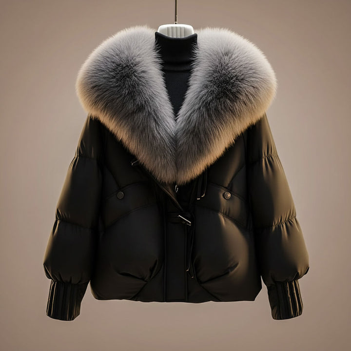 Honorine | Women's Cropped Puffer Jacket with Oversized Statement Collar