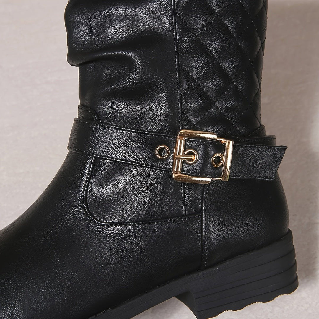 Brune | Women's Buckled Mid-Calf Biker Boots