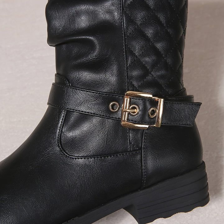 Brune | Women's Buckled Mid-Calf Biker Boots