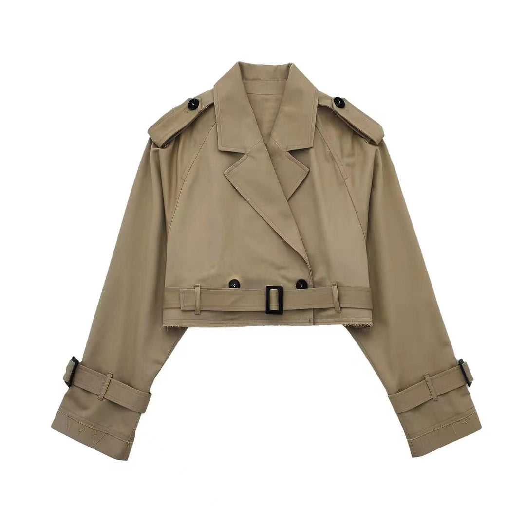 Leontine | Women's Cropped Trench Jacket with Wide Lapel