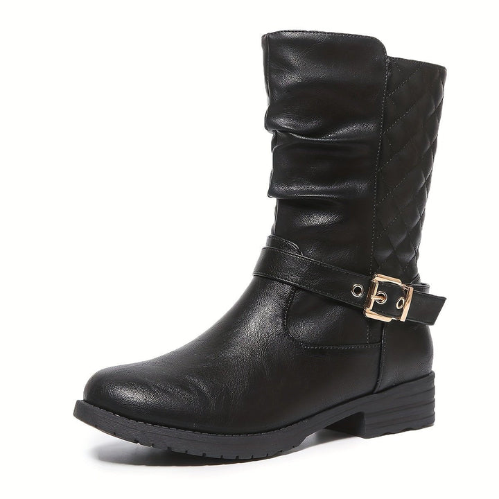 Brune | Women's Buckled Mid-Calf Biker Boots