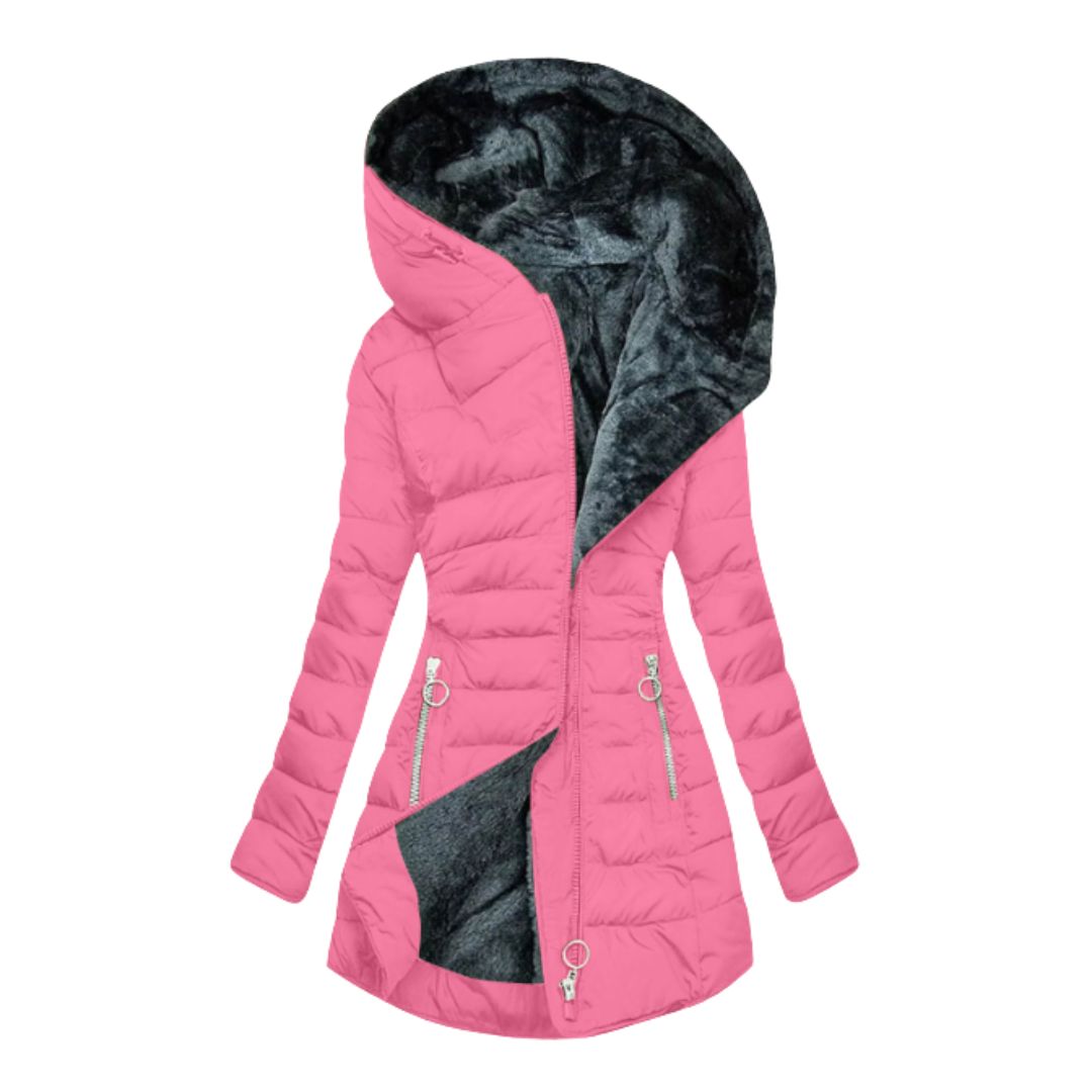 Oriane | Women's Longline Puffer Coat with Trimmed Hood