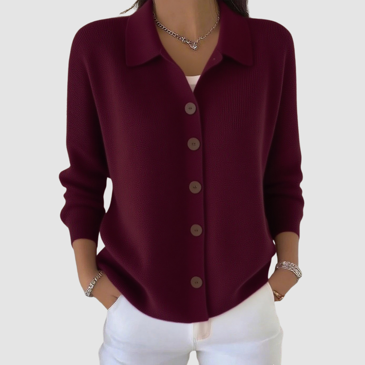Emeline | Women's Ribbed Button-Front Knit Shirt