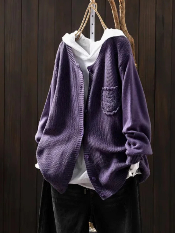 Jeanine | Women's Hooded Knit Cardigan with Chest Pocket