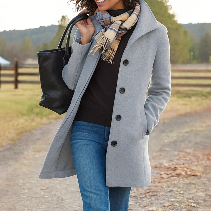 Reine | Women's Knee-Length Coat with Funnel Collar