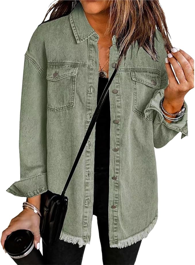 Alix | Women's Longline Trucker Jacket with Raw Hem