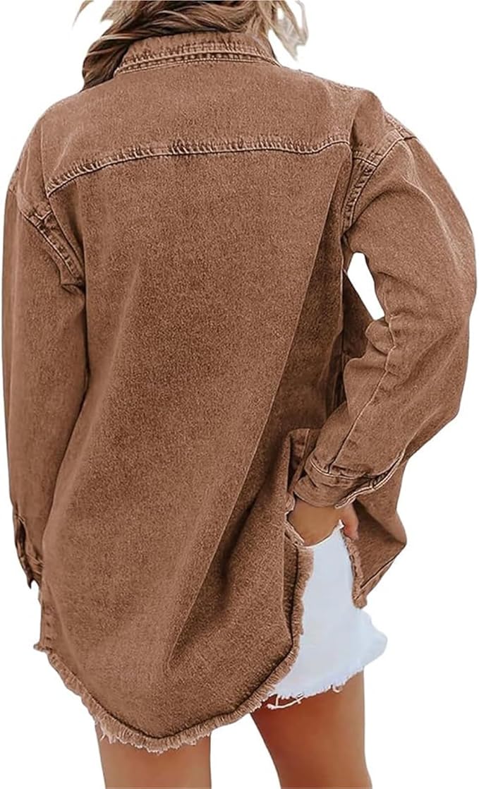 Alix | Women's Longline Trucker Jacket with Raw Hem