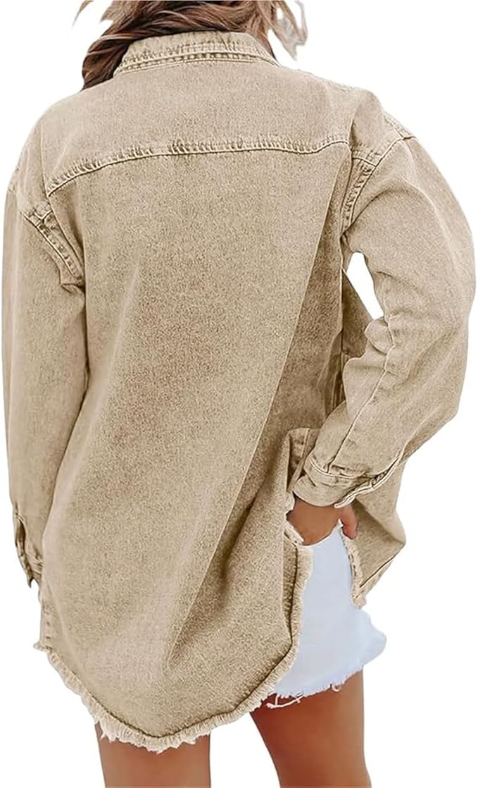 Alix | Women's Longline Trucker Jacket with Raw Hem