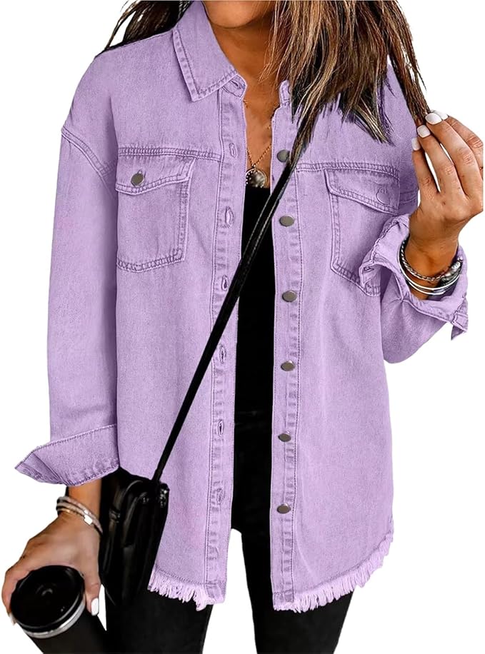 Alix | Women's Longline Trucker Jacket with Raw Hem