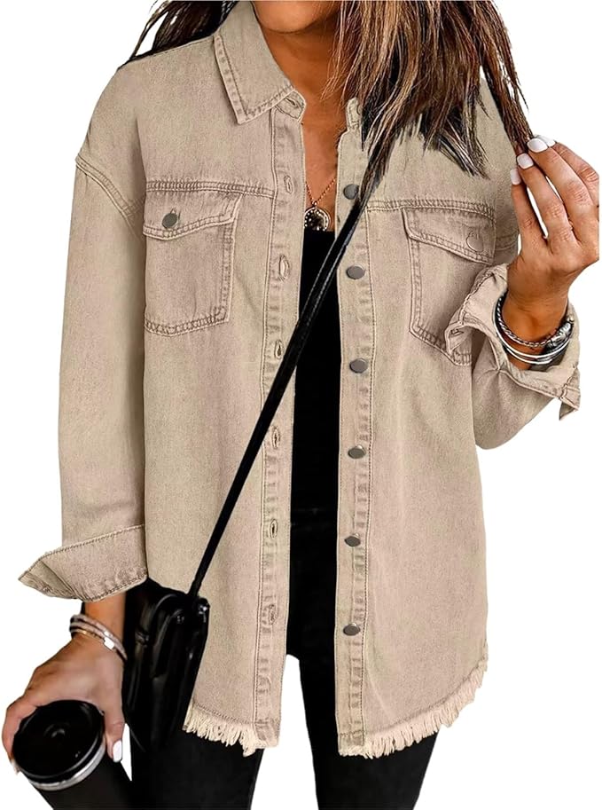 Alix | Women's Longline Trucker Jacket with Raw Hem